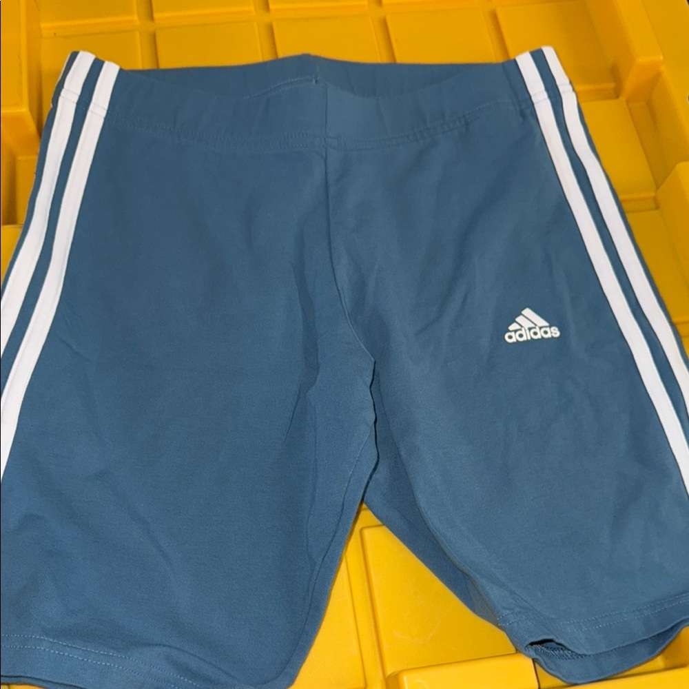 Adidas Blue Athletic Shorts with White Stripes